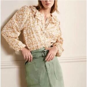 Boden Paperbag Waist Utility Skirt Olive Green NWT Size 12L Cotton Skirt